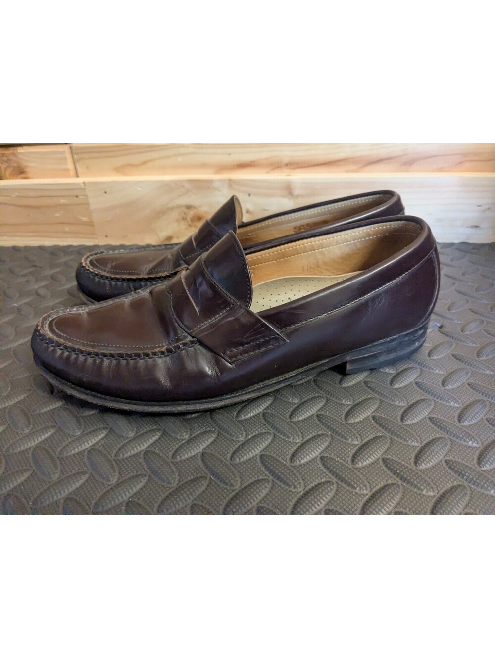 SAS Men's Brown Leather Penny Loafer Slip-On Shoes US 11.5 M